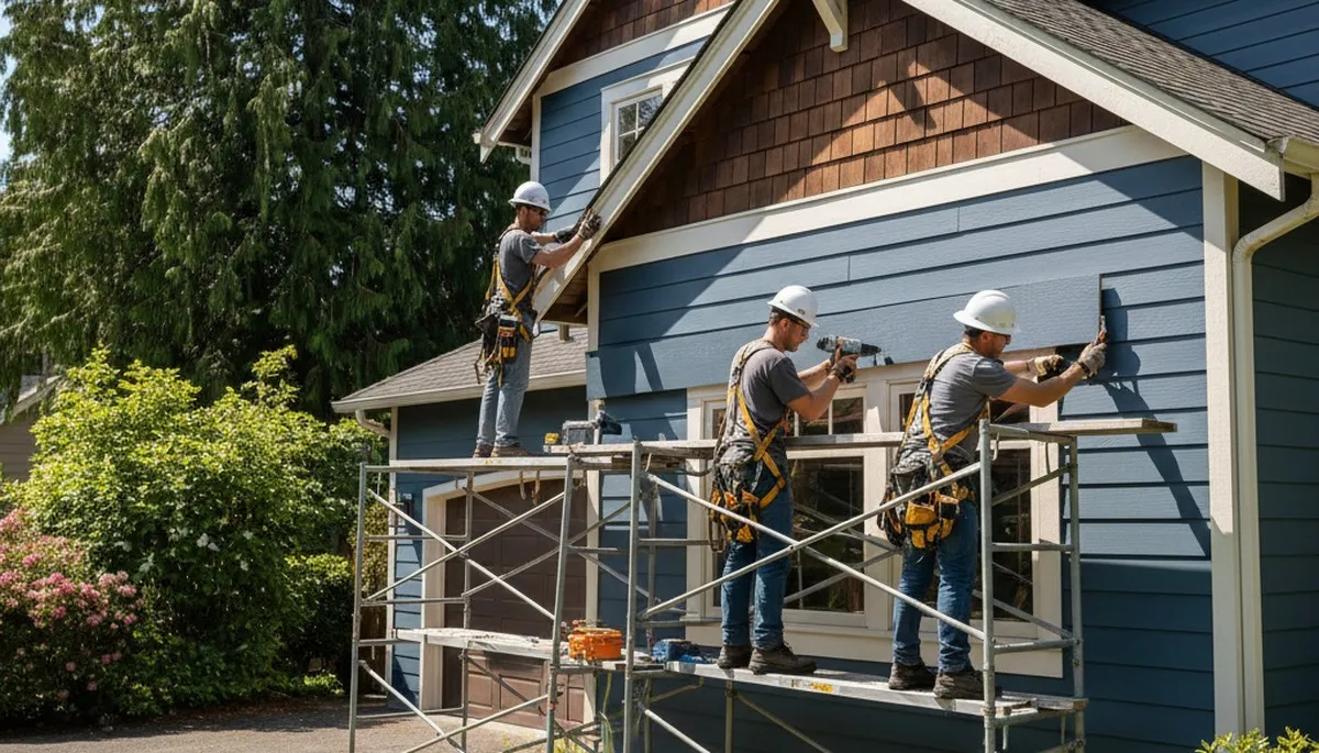 Vinyl siding installation by Portland, OR siding contractors for residential homes
