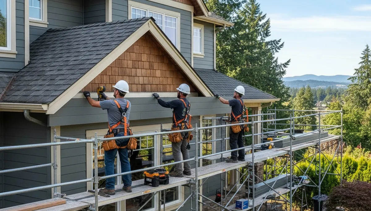 Vinyl siding installation in Portland, OR for a home exterior by a professional siding contractor