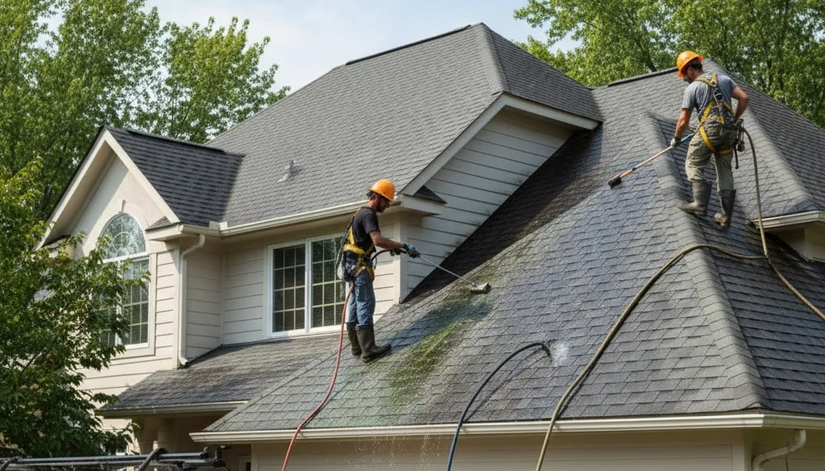 Portland, OR siding and roof cleaning by FX Remodeling & Exteriors for moss and debris removal